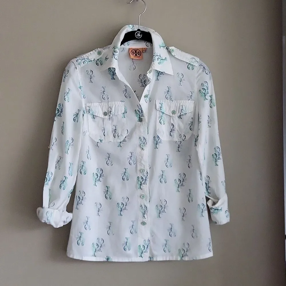 TORY BURCH Brigitte Lobster Voile Blouse Vintage